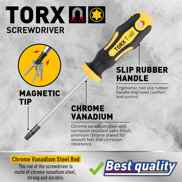 Amartisan 12-Piece Magnetic Torx Screwdrivers Set, Magnetic Torx Driver Star Screwdrivers Set T5 - T40 Best Choice New Torx Screwdrivers