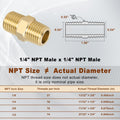 4pcs 1/4" x 1/4" Brass Straight Hex Nipple 1/4" NPT Male x 1/4" NPT Male Thread Brass Pipe Fittings Fast Coupler Straight Pipe Hose Fittings 1/4"