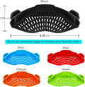 AUOON Clip On Strainer Silicone for All Pots, Standard 8.86 x 3.55in, Black | Food-grade BPA-free, Fits Pots Pans Bowls, Dishwasher Safe, for