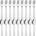 Unokit 24-Piece Spoons and Forks Set Silverware Set - Forks and Spoons Food Grade Stainless Steel Silverware for Home, Kitchen and Restaurant,