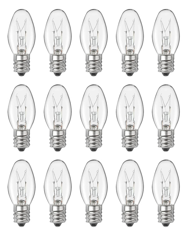 OuuKoo Salt Lamp Bulbs - 15 Watt Light Bulbs for Scentsy Wax Warmer - C7 Replacement Bulbs for Plug in Wax Diffuser- Warmwhite - Dimmable,15 Packs