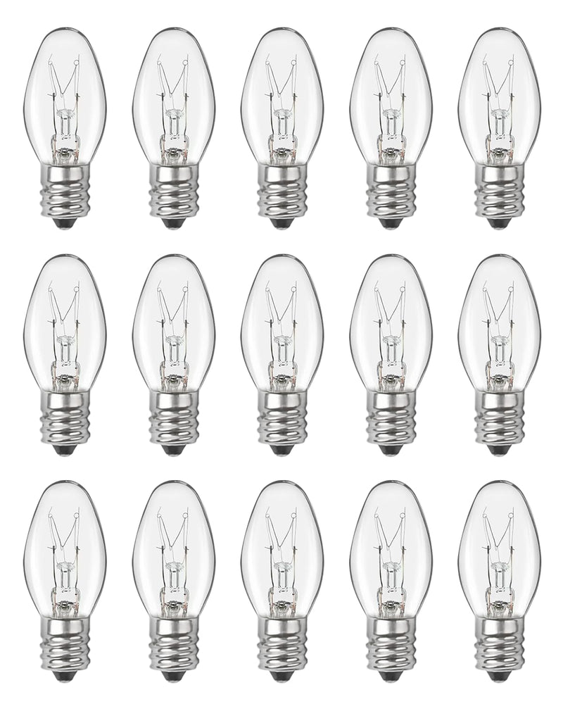 OuuKoo Salt Lamp Bulbs - 15 Watt Light Bulbs for Scentsy Wax Warmer - C7 Replacement Bulbs for Plug in Wax Diffuser- Warmwhite - Dimmable,15 Packs