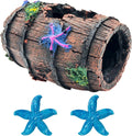 GSD Star-Fish Broken Barrel Decor Resin Betta Tank Accessories Ornaments for Cave Hide Decorations, Broken Barrel X 1Pc, Blue Star Fish Ornaments