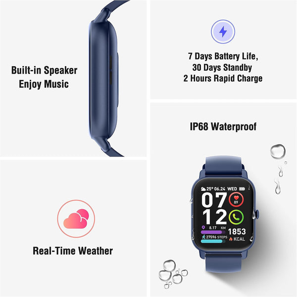 Smart Watch for Men Women, 1.85" HD Screen Smartwatch (Answer/Make Call) with Heart Rate Sleep Monitor Pedometer, 110+ Sports Mode Fitness Watch,