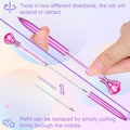 6 Diamond Pens with Crystal Top, Bulk with Black Ink Refill, for Office, School, Home