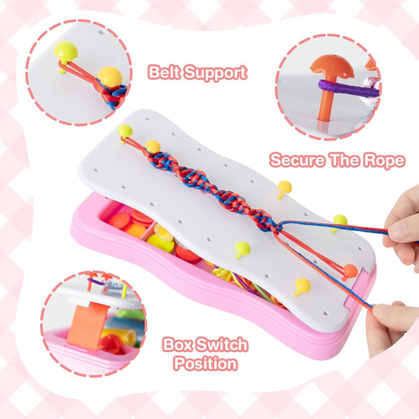 Bracelet Making Kit Toys for Ages 8+ Year Old Girls Gifts Ideas, kit Birthday Gifts for Teen Girls, Arts and Crafts String Maker Tool, Portable