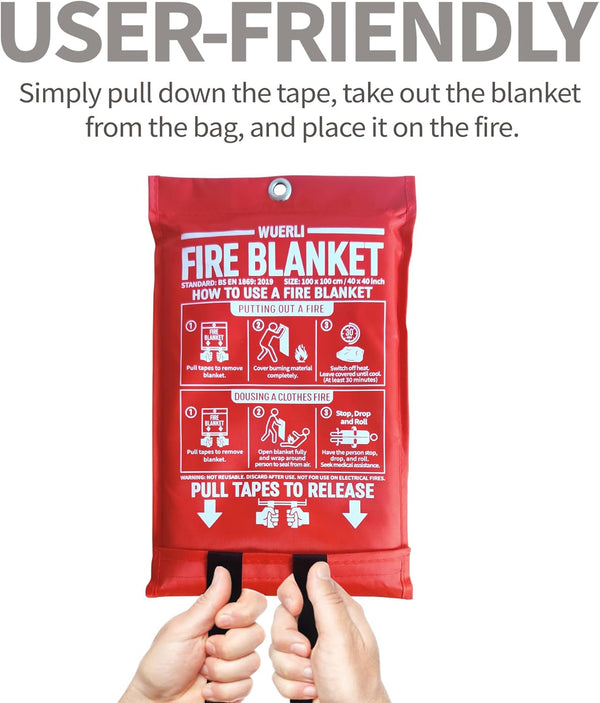 Fire Blanket for Home and Kitchen,40" x 40",2 Pack,Emergency Fire Blanket 40 in x 40 in 2-pack