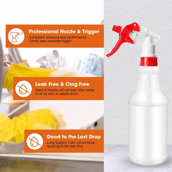 Eccliy 12 Pcs 16 Oz Plastic Spray Bottle, Adjustable Empty Reusable Sprayer for Cleaning, Planting, Water, Bathroom and Kitchen, BBQ, Commercial