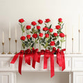 Hawesome 12PCS Artificial Silk Flowers Realistic Roses Bouquet Long Stem for Home Wedding Decoration Party (Red, 6 Flowers 6 Buds) Red 6 Flowers 6