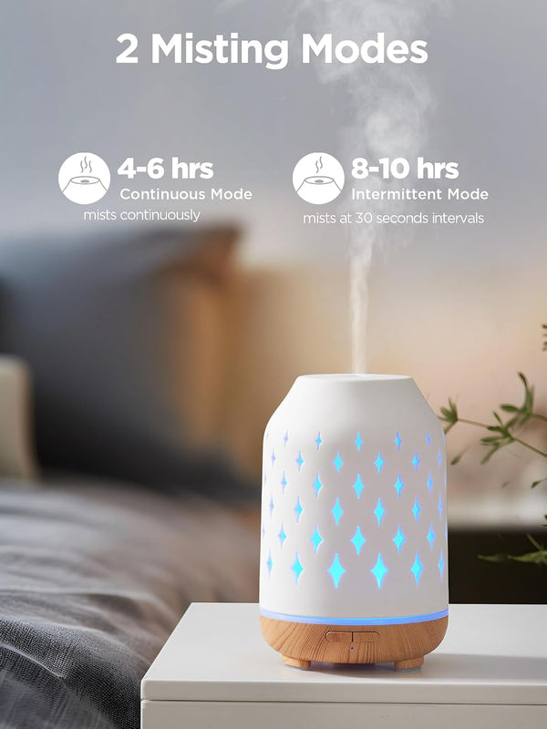 InnoGear Aromatherapy Diffuser, 150ml Ceramic Diffuser Mother's Gift Ultrasonic Humidifier Cool Mist Essential Oil Diffusers for Home Air Diffuser
