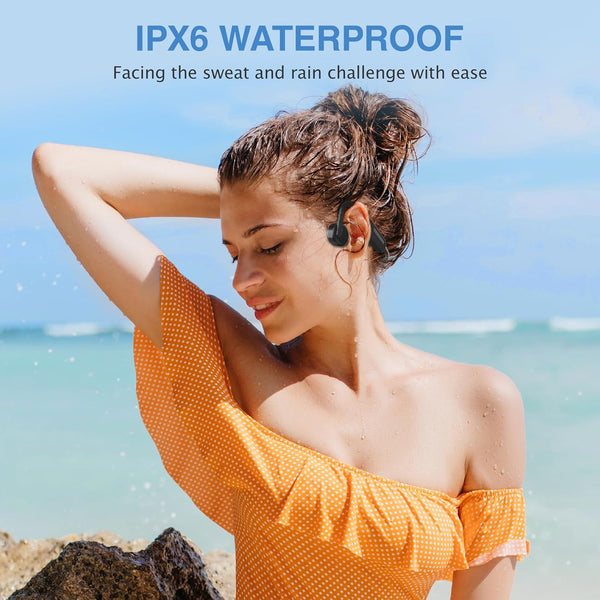 Bone Conduction Headphones Bluetooth 6.0 Open Ear Headphones Wireless Headphones with Mic 10H Playtime Sports Earphones, IPX6 Waterproof Headset