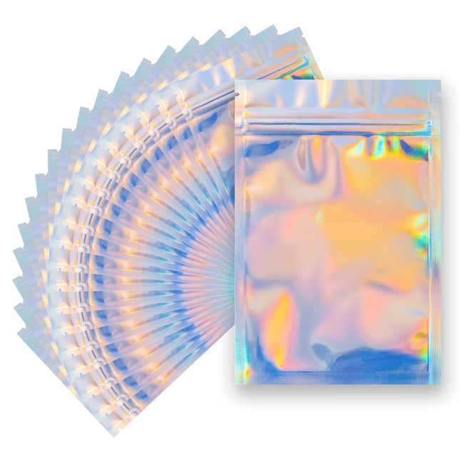 100 Pieces Resealable Smell Proof Bags - 4 x 6 Inches Foil Pouch Bags， Flat Clear Food Storage Bags Plastic Packaging Foil Mylar Bags for Party