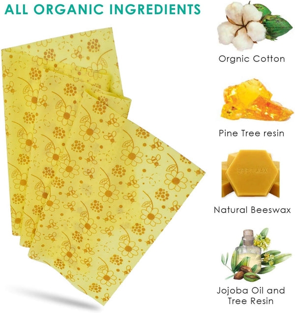 Reusable Beeswax Food Wraps, 13X39 Inch Eco-Friendly Beeswax Wraps for Bread Sustainable Food Storage Wraps Beeswax Paper Roll for Sandwich, Cheese