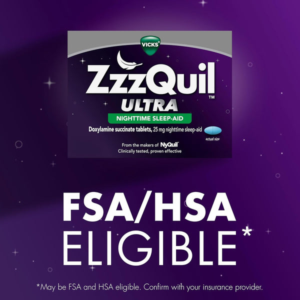 ZzzQuil, Ultra, Sleep Aid, Doxylamine Succinate 25mg, Sleep Aids for Adults, Nighttime Sleep Aid, 48 Count