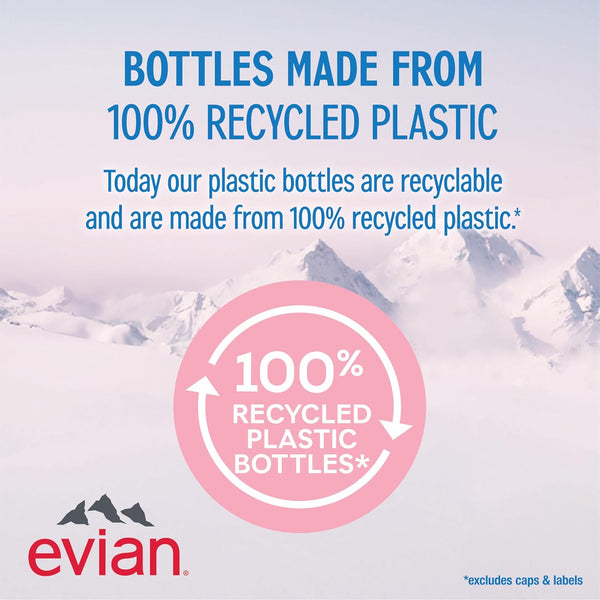 Evian Natural Spring Water, 1 L Bottle, 12 Pack