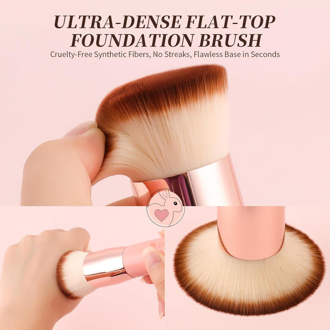 Ducare Self Tanner Brush Kabuki Foundation Brush for Liquid Makeup Flat Top Prof