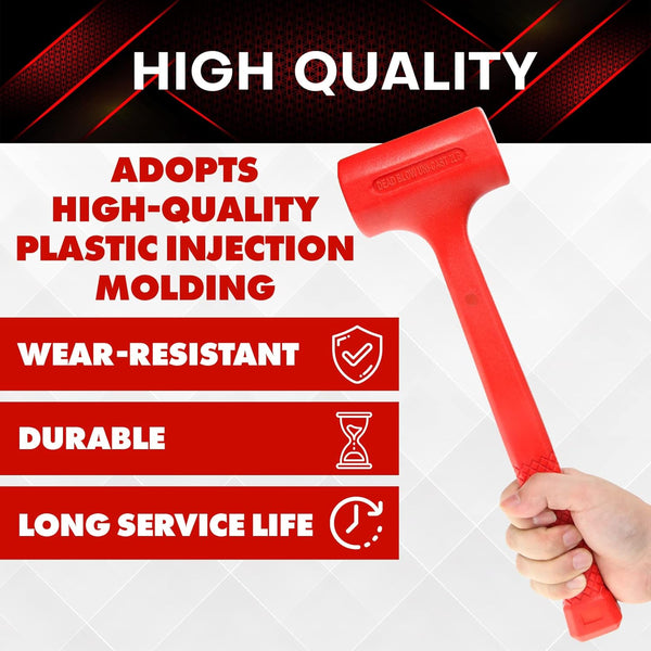 YIYITOOLS 1LB Dead Blow Hammer- Red, Mallet | Machinist Tools | Unibody Molded | Checkered Grip | Spark and Rebound Resistant 1LB Red