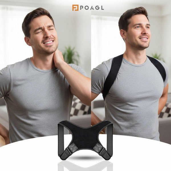 POAGL Posture Corrector for Men | Universal Fit Adjustable Upper Back Brace for Clavicle to Support Neck, Back and Shoulder Pain Relief Kyphosis