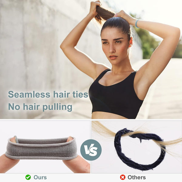 100 Pcs Thick Seamless Hair Ties, Ponytail Holders Hair Accessories for Women Girls No Damage for Thick Hair(Cool Colors) 100 Count (Pack of 1)