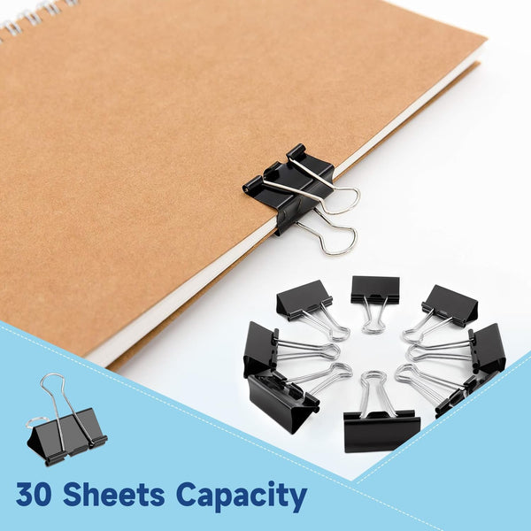 240 Pack Mini Binder Clips, Black Binder Clips, Small Paper Clips 15mm 5/8 Inch. Micro Size Office Clips for Home School Office and Business (15mm