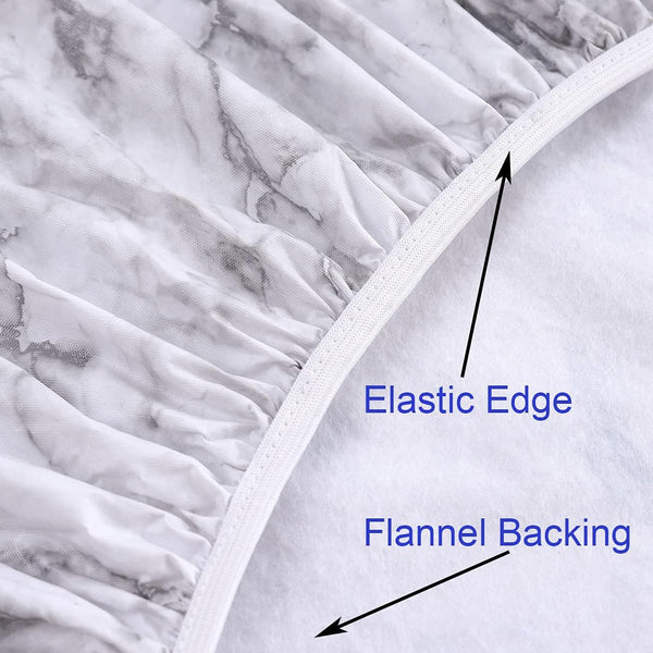 Walrus Round Vinyl Fitted Tablecloth with Flannel Backing Elastic Edge Design Table Cover Waterproof Oil-Proof PVC Table Cloth Stain-Resistant