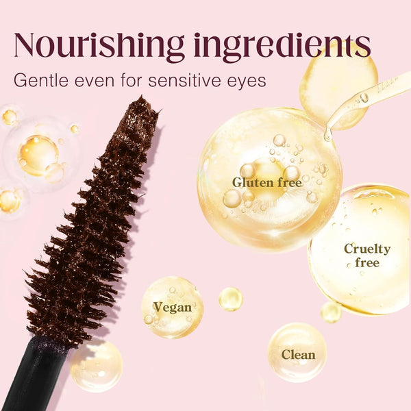 Unidollss Tubing Mascara Volume and Length Brown Lengthening Long Lasting All Day, No Smudging, No Clumping, Washable Voluminous Tubing Mascara