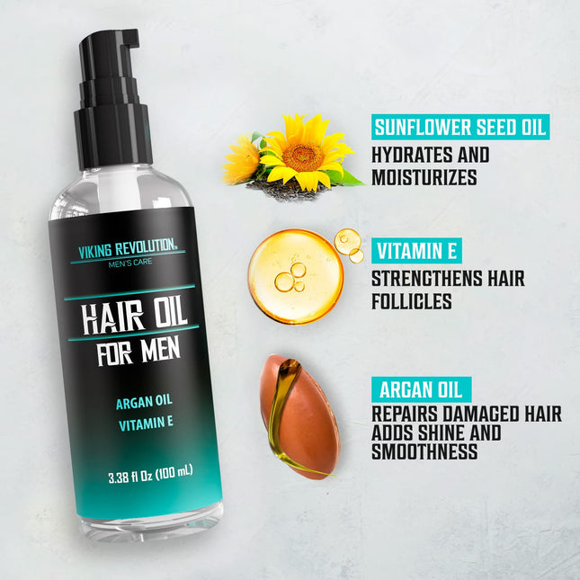Viking Revolution Hydrating Hair Oil for Men - Mens Hair Oil Men with Vitamin E 