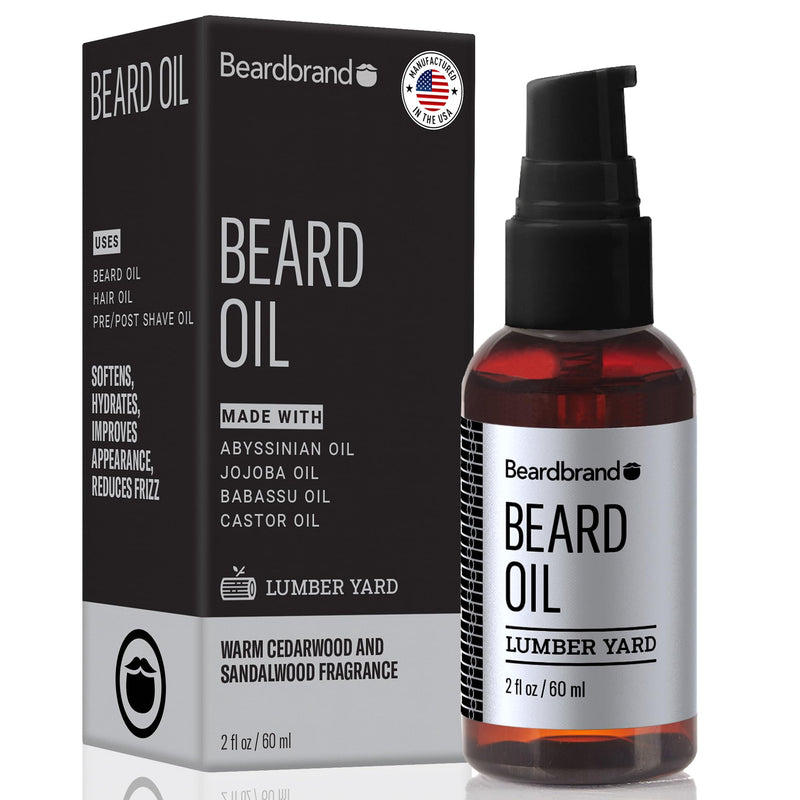 Beardbrand Men's Beard Oil & Face Moisturizer with Jojoba Oil - Softens Stubble, Soothes Dry Skin - Sandalwood & Cedar Scented Beard Oil for Men -