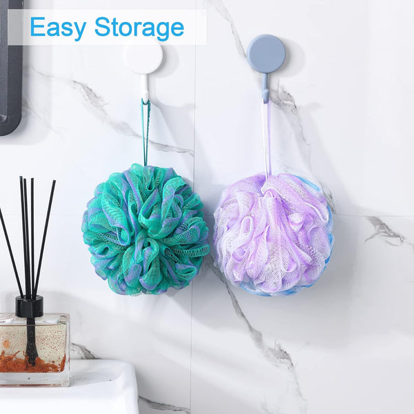 Amazerbath Loofah Sponge 75G/Piece, Exfoliating Bath Sponge Body Scrubber - Loofa Set of 4 Flower Color (Large, Green-Purple)