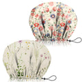 2 PCS Shower Cap Adjustable Reusable Double Waterproof Layer Elastic Hair Bath Cap Cute Aesthetic for Women Girls-Leaf I6-Leaf