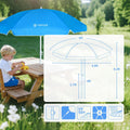AMMSUN 5ft Kids Beach Umbrella for Picnic, Water Table, Sand Box Sun Shade | Durable Children Seaside Umbrella, UV protection, Ideal for sand