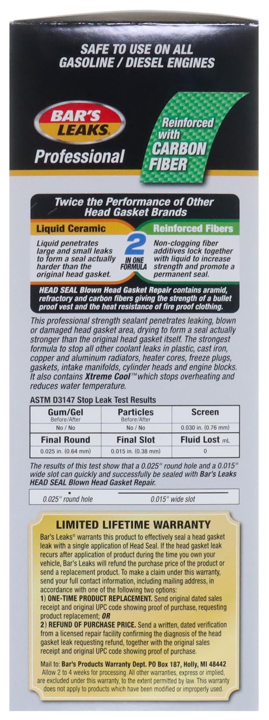 Bar's Leaks HG-1 HEAD SEAL Blown Head Gasket Repair Pack of 1 Gasket Repair