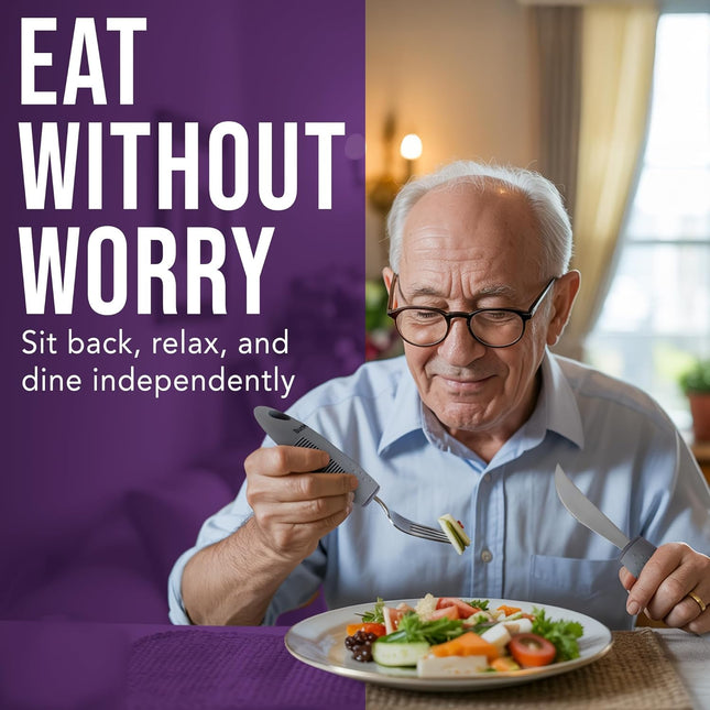 BUNMO Utensils for Elderly, Arthritis, Weak Hand Grip, Tremors & Handicapped - C