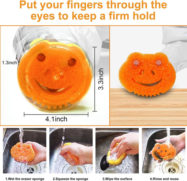 Smilepowo 5 Pack Scrub Sponge, Dual-Sided Temperature Controlled Kitchen Sponge for Dishes, Frog Bulk Sponges Household Cleaning