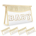 Small Boho Straw Clear Baby Makeup Bags for Women&Girls, Zipper Cosmetic Bag Chenille Varsity Letter Patch Bag, Preppy Cute Toiletry Pouch, Trendy