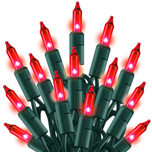 TW SHINE Red Christmas Lights, 20FT 100 Count Incandescent Christmas Mini Tree String Lights, Waterproof Christmas Decor