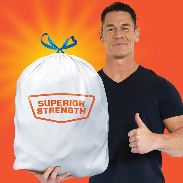 Hefty Strong 13 Gallon Trash Bags, Tall Kitchen Bags, Unscentedlarge Bags with Drawstrings, Durable Closure, Resists Leaks, Punctures, and Tears,