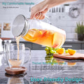 Bivvclaz 2 Liter 68 oz Glass Pitcher with Lid and Handle, Glass Carafe for Hot/Cold Water, Large Iced Tea Pitcher for Coffee, Juice and Homemade