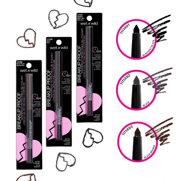 Wet N Wild Mega Last Breakup Proof Retractable Eyeliner - Ultra-Fine Brush, Waterproof,16-Hour Long-Lasting Wear - Cruelty-Free & Vegan - Black