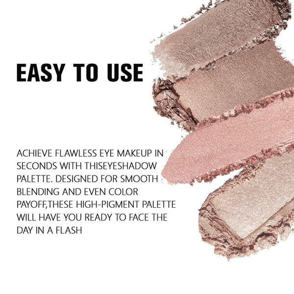 4 Colors Deep Rose Soft Pink Beige Brown Eye Shadow Palette Makeup, Neutral Matte Shimmer Eyeshadow Palette for Women Highly Pigmented Waterproof,