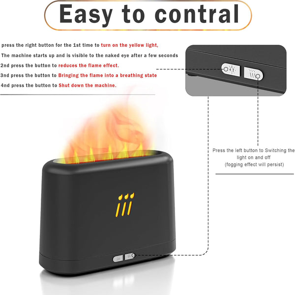 Ultrasonic Aroma Flame Diffuser for Essential Oils, 180Ml Cool Mist Humidifier with Auto-Off Protection, Aromatherapy Diffuser for Home, Office,