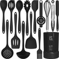 AOTHOD Silicone Cooking Utensils Set - 446°F Heat Resistant Kitchen Utensils,Turner Tongs,Spatula,Spoon,Brush,Whisk,Kitchen Utensil Gadgets Tools
