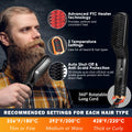 Beard Straightener for Men w/Beard Oil, Balm, Comb & E-Book for All Beard Type,w/Dual Voltage Travel-Friendly,Auto Shut-Off,Anti-Scald Feature