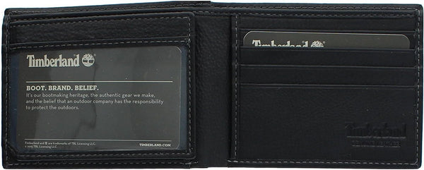 Timberland Men's Wellington Leather Rfid Bifold Commuter Security Wallet One Size Black