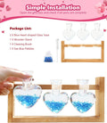 Nacome Plant Terrarium with Wooden Stand, 3 Heart Bulb Glass Vases Transparent