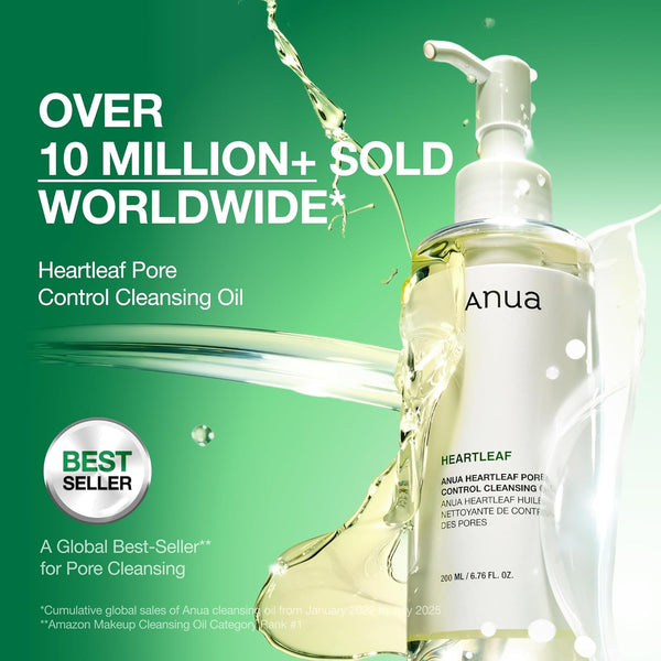 Anua Heartleaf Pore Control Cleansing Oil, Pore Cleanser, Sebum Care, Gentle Melting Oil Cleanser for Face, Safe For All Skin Type, Daily