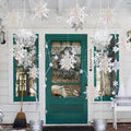 OuMuaMua Winter Christmas Hanging Snowflake Ornaments, 12PCS Snowflakes Garland & 12PCS 3D Glittery Large White Snowflake for Xmas Winter