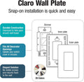 Lutron Claro Light Switch Cover Plate, 1 Gang Wallplate, for Decorator Light Switches, Rocker Light Switch Cover, Outlet Cover, Screwless Switch