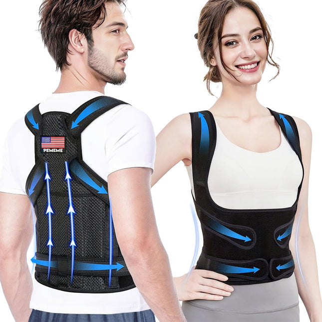 Posture Corrector for Women and Men - Adjustable Back Brace for Pain Relief - En