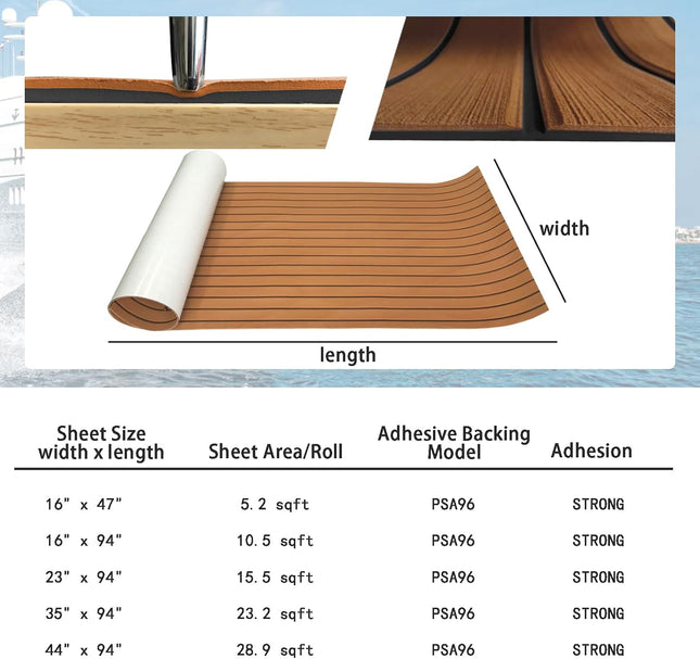 KXKZREN Boat Flooring EVA Foam Decking Sheet Faux Teak Marine Mat Marine Carpet 